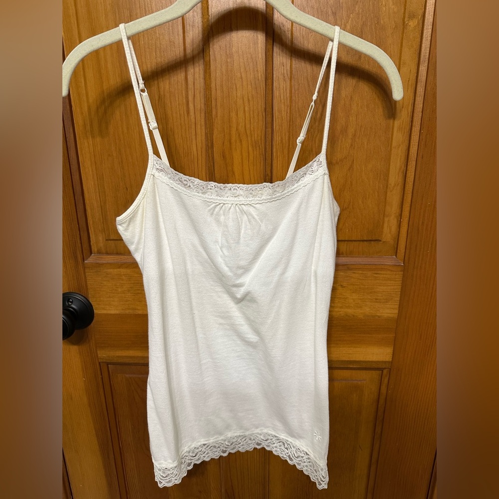 SO white cami w lace trim. Size Medium
